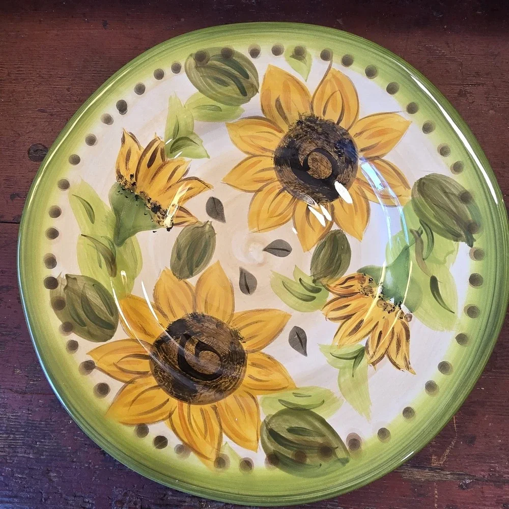 Provincial Sunflower Hand Painted Ceramic Salad Plate x2 by Tabletops Unlimited‎